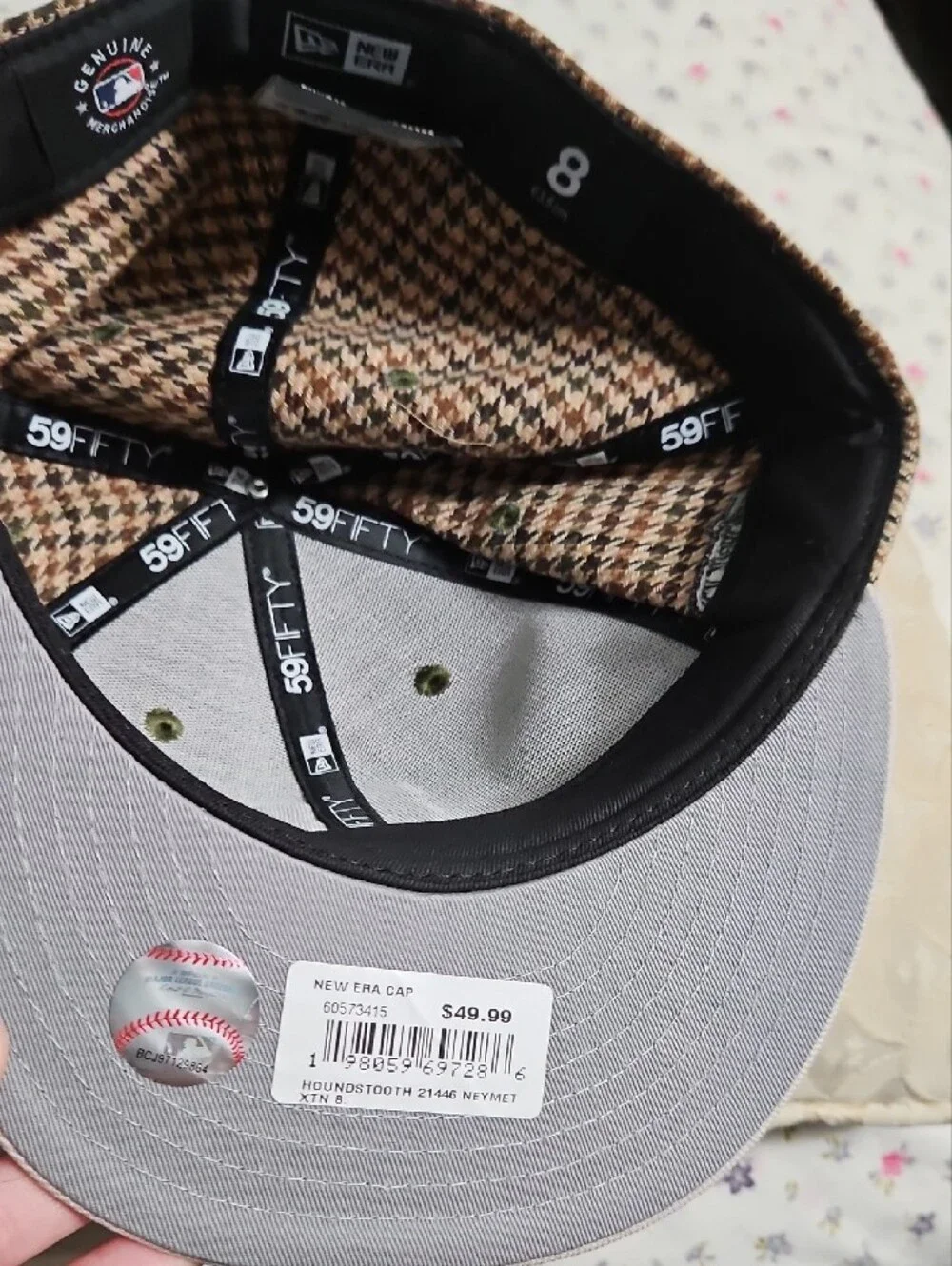 New Era Mets Brown Houndstooth NY 59FIFTY Fitted Cap with White Brim